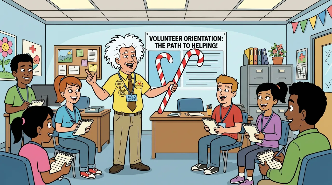 Raggsy the hospital trainer illustrating MEMO XII: Candy Stripers
