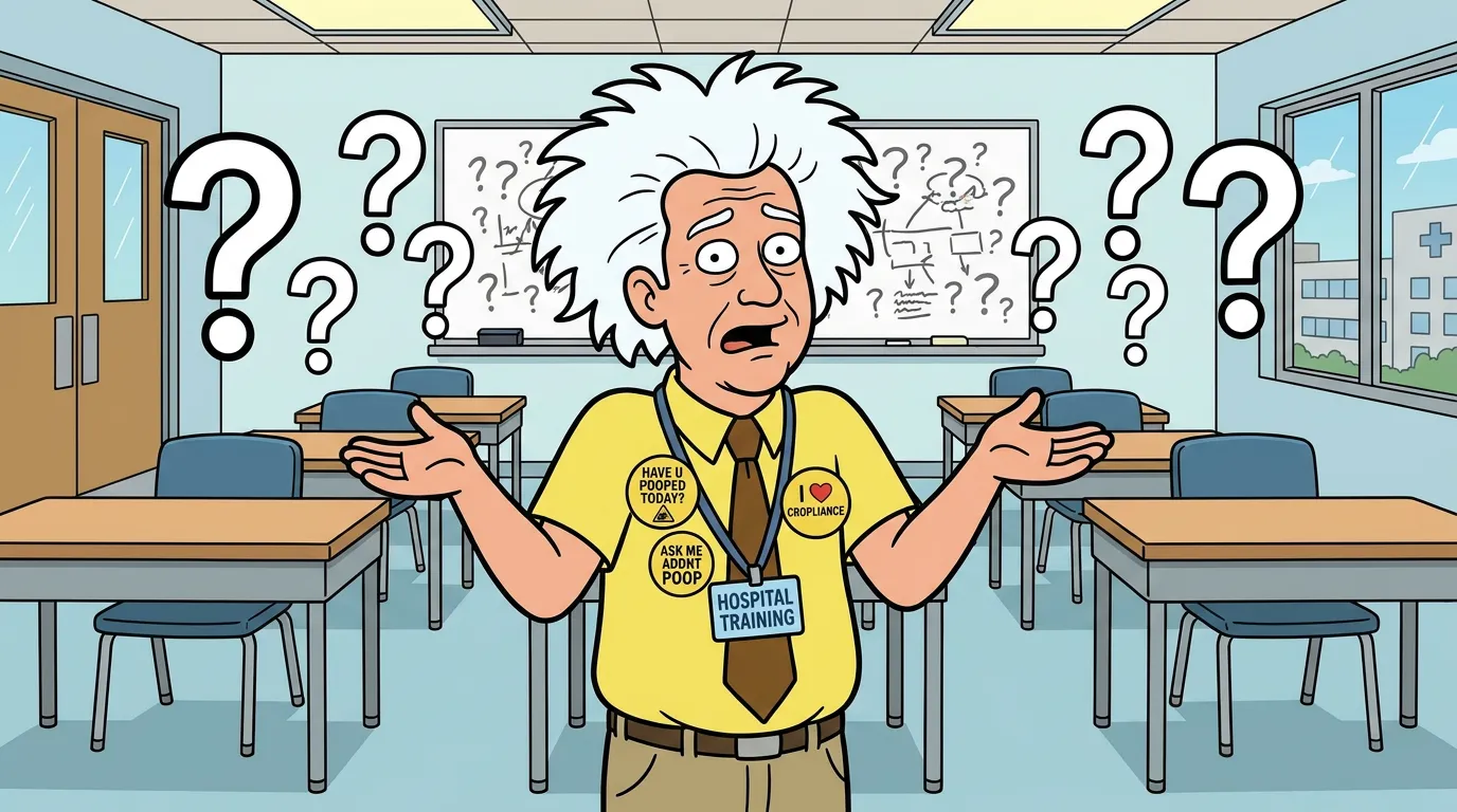 Raggsy the hospital trainer illustrating MEMO XIII: Intern Questions