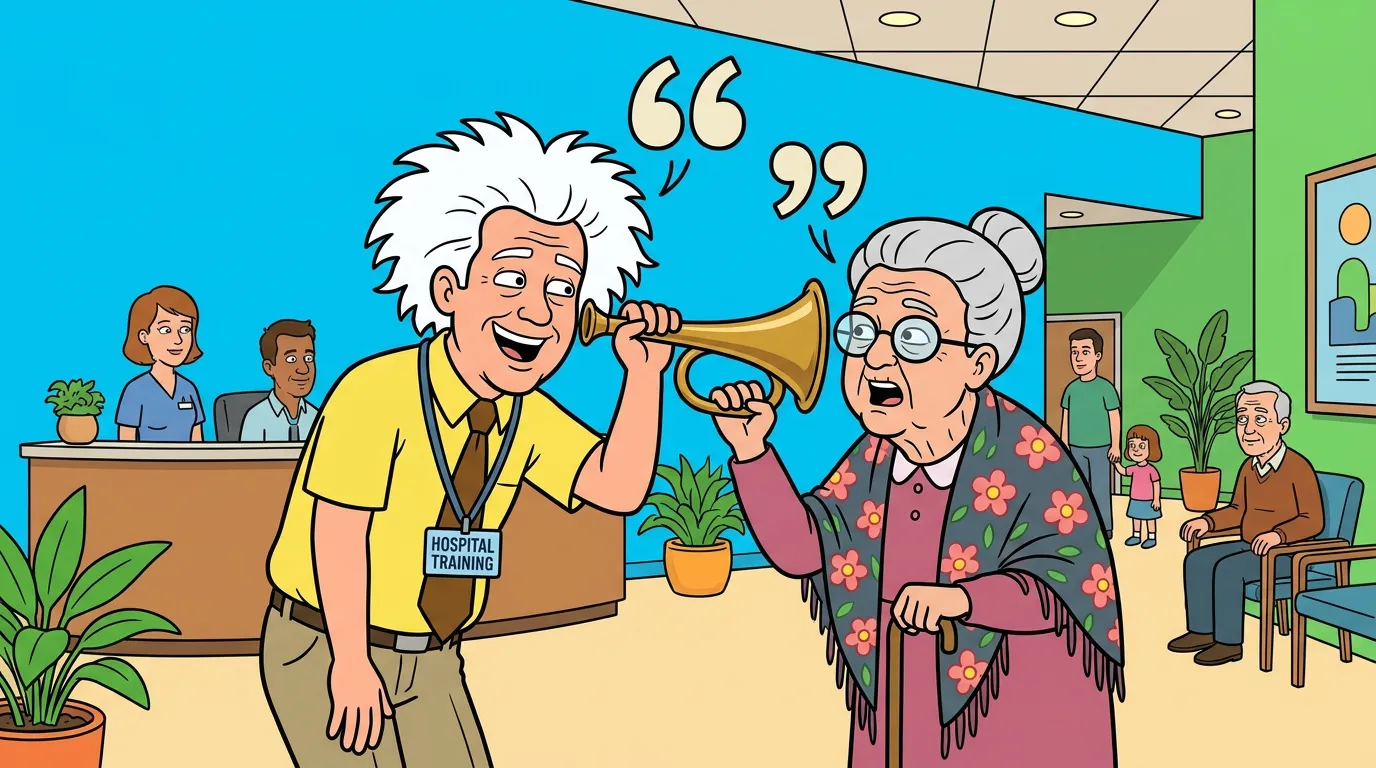 Raggsy the hospital trainer illustrating MEMO X: Patient Says